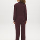 Merlot Sweater Knit Straight Leg Pant - Woman Wearing Pull-On Knit Trousers - Suzy Shier