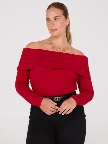 Ruched Off-The-Shoulder Top Ruched Off-The-Shoulder Top