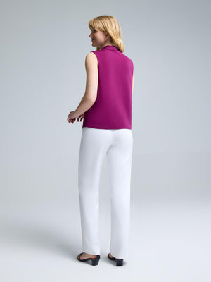 Sleeveless Pleated V-Neck Top Purple