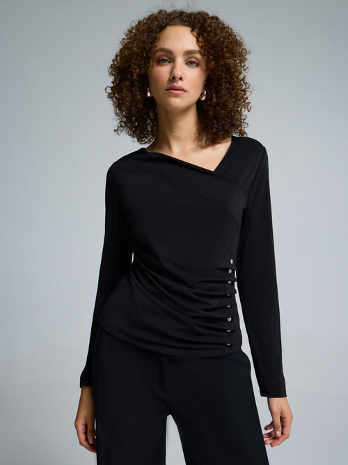 Asymmetrical Neck Gathered Top