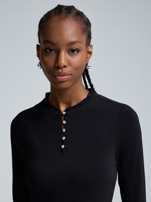 Rhinestone Pie Crust Neck Top