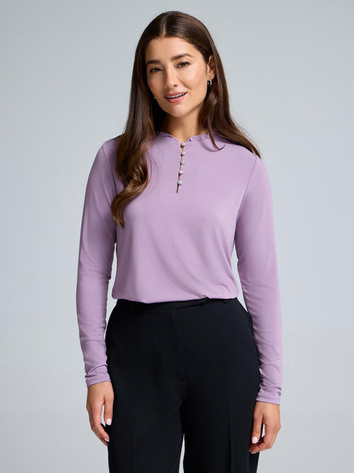 Rhinestone Pie Crust Neck Top