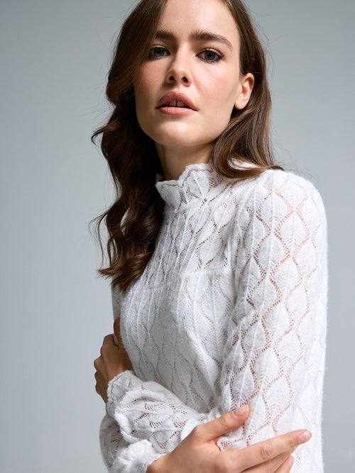Scallop Lace Mock Neck Top