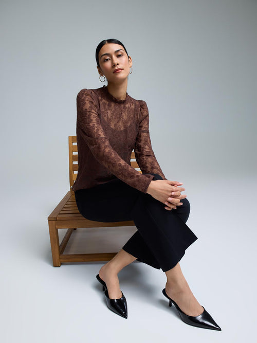 Floral Embroidered Mesh Top