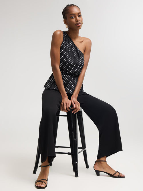 One Shoulder Dot Print Peplum Top