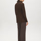 Coffee Bean Jacquard Knit Mock Neck Tunic - Woman Wearing Long Sleeve Top with Scarf Detail - Suzy Shier