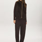 Coffee Bean High-Rise Barrel Leg Knit Pants - Woman Wearing Casual Knit Pants - Suzy Shier