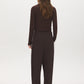Coffee Bean High-Rise Barrel Leg Knit Pants - Woman Wearing Casual Knit Pants - Suzy Shier