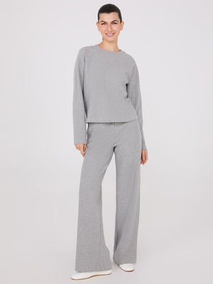 Pantalon côtelé en tricot mélangé brossé Grey