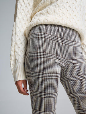 Plaid Jacquard Flare Leg Pants Dk Brown