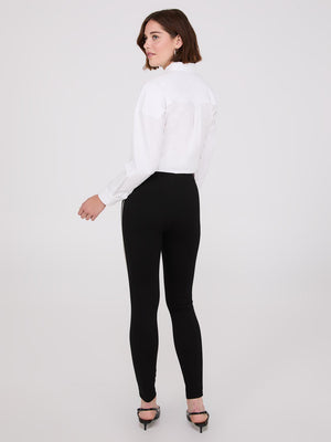 Pantalon ajusté à bordure latérale en strass Black