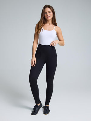 Pantalon à jambe ajustée à enfiler Black