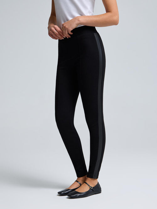 Faux Leather Trim Skinny Pants