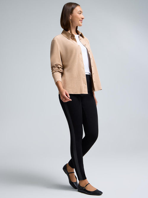 Faux Leather Trim Skinny Pants
