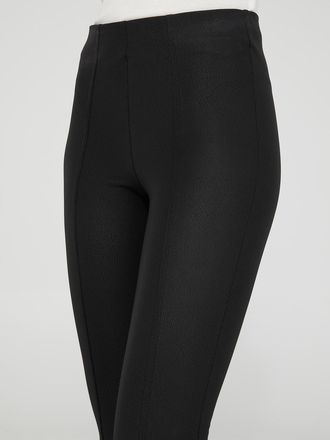 Athleta moto leggings grey heathered with faux leather side leg accents &  zipper