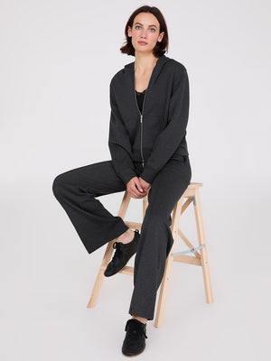 Pantalon à jambes larges avec pinces à l'avant Charcoal