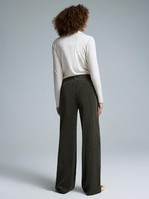 Wide-Leg Corduroy Pants Dk Green