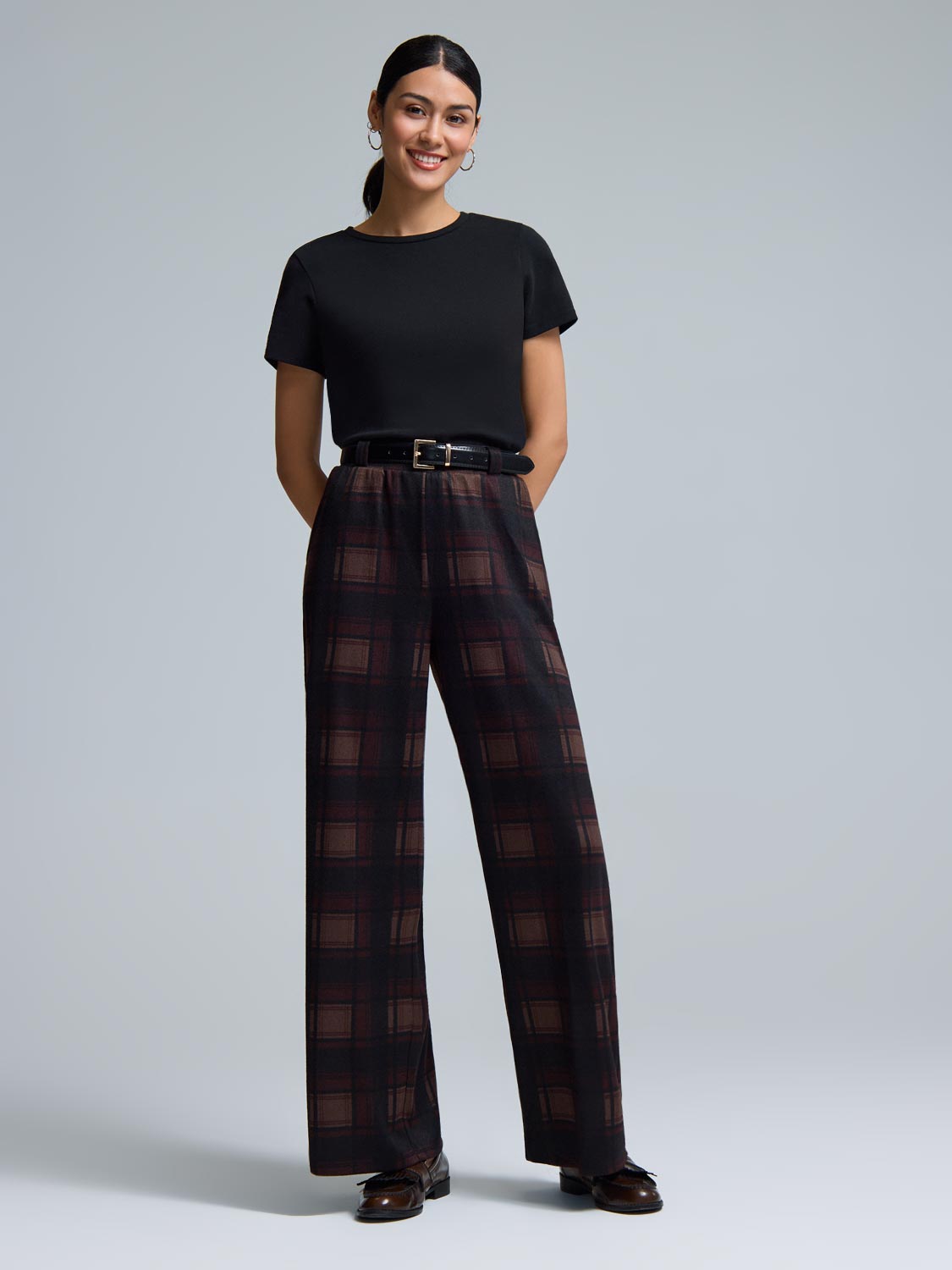 Wide Leg Plaid Pants