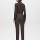Coffee Bean Faux Leather Slim Leg Pull-On Pant - Woman Wearing Sleek Faux Leather Trousers - Suzy Shier