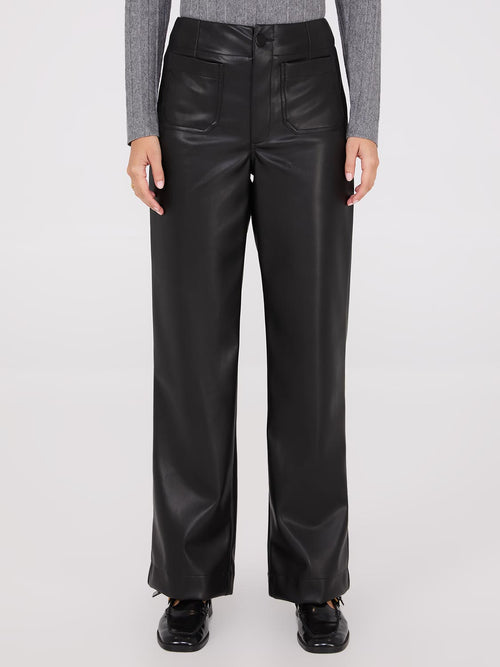 Faux Leather Wide-Leg Pants