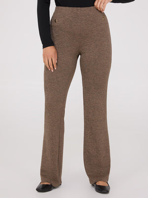 Pantalon pleine longueur en tricot mélangé à jambe évasée Dk Brown