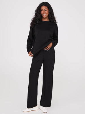 Pantalon de survêtement à jambes larges en molleton nuage de longueur régulière Black