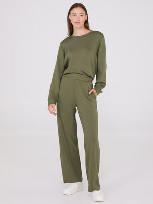 Cloud Fleece Wide-Leg Sweatpants Ivy