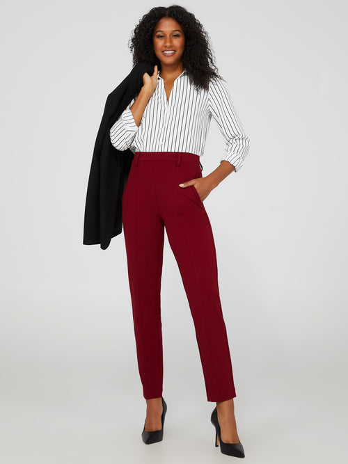 Crepe Ankle Length Pull-On Pants