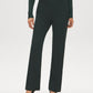 Dk Green Pull-On Straight Leg Pant with Waist Tabs - Woman Wearing Clean Front Trousers - Suzy Shier