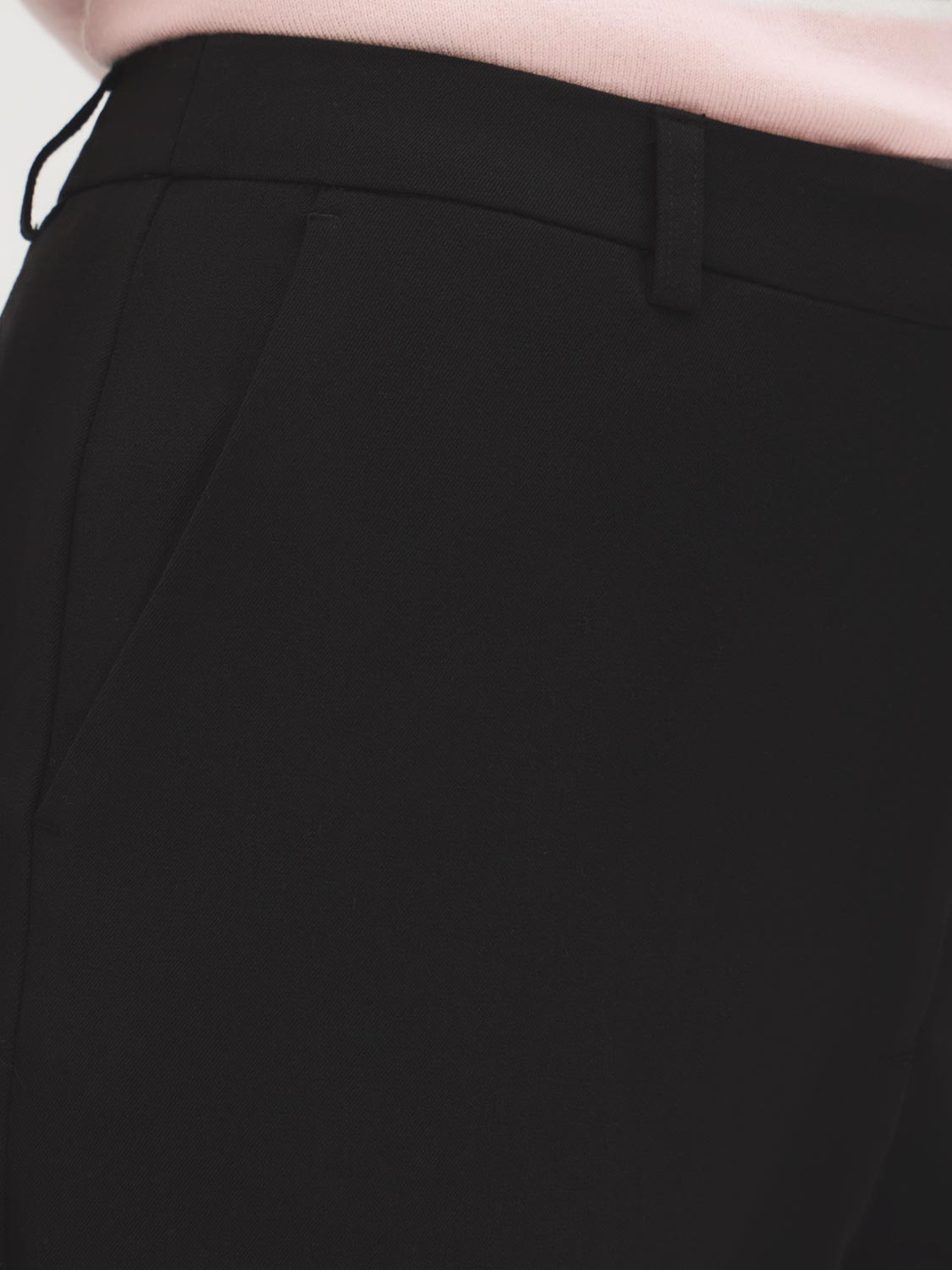 Black Mid-Rise Straight Leg Trousers - Woman Wearing Tailored Office Pants - Suzy Shier
