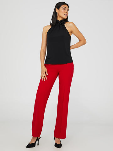 Textured Straight Leg Pull-On Pants