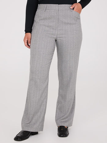 Pinstripe Straight Leg Pants Grey