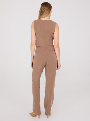 Pantalon droit pleine longueur avec poches obliques Med Brown