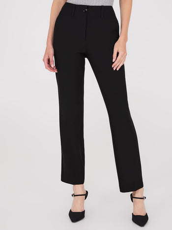 Pantalon droit sans ceinture de longueur régulière Black