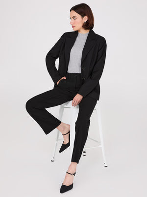 Pantalon droit sans ceinture de longueur régulière Black