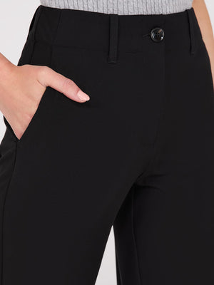 Pantalon droit sans ceinture de longueur régulière Black