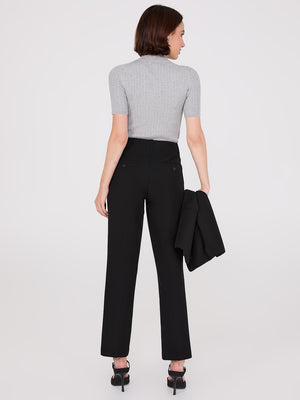 Pantalon droit sans ceinture de longueur régulière Black