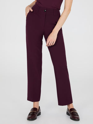 Pantalon droit sans ceinture de longueur régulière Wine