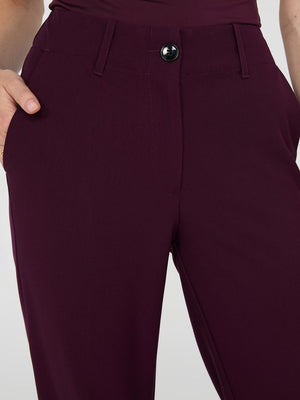 Pantalon droit sans ceinture Wine