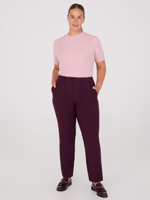 Pantalon droit sans ceinture Wine