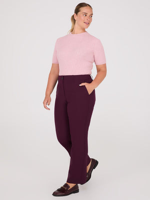 Pantalon droit sans ceinture Wine