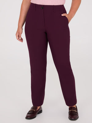 Pantalon droit sans ceinture de longueur régulière Wine