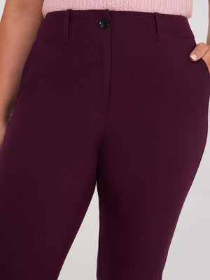 Pantalon droit sans ceinture Wine