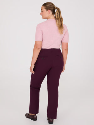 Pantalon droit sans ceinture de longueur régulière Wine