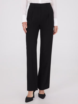 Wide-Leg Pleated Pants Black