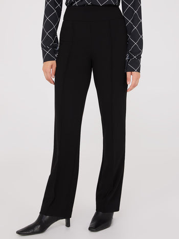 Front Pintuck Straight Leg Pants Black