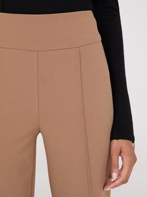 Front Pintuck Straight Leg Pants Med Brown