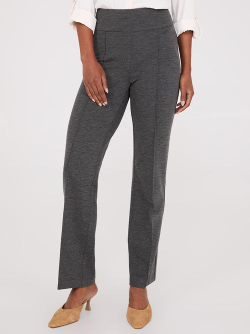 Front Pintuck Straight Leg Twill Pants