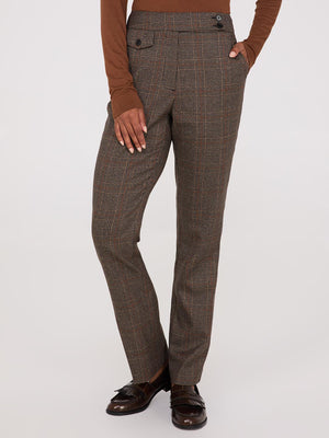 Glen Plaid Straight Leg Pants In The Buff