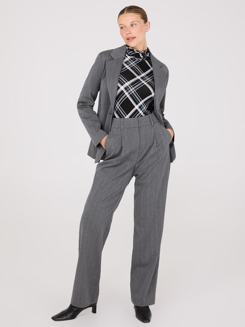 Pinstripe Wide-Leg Pants